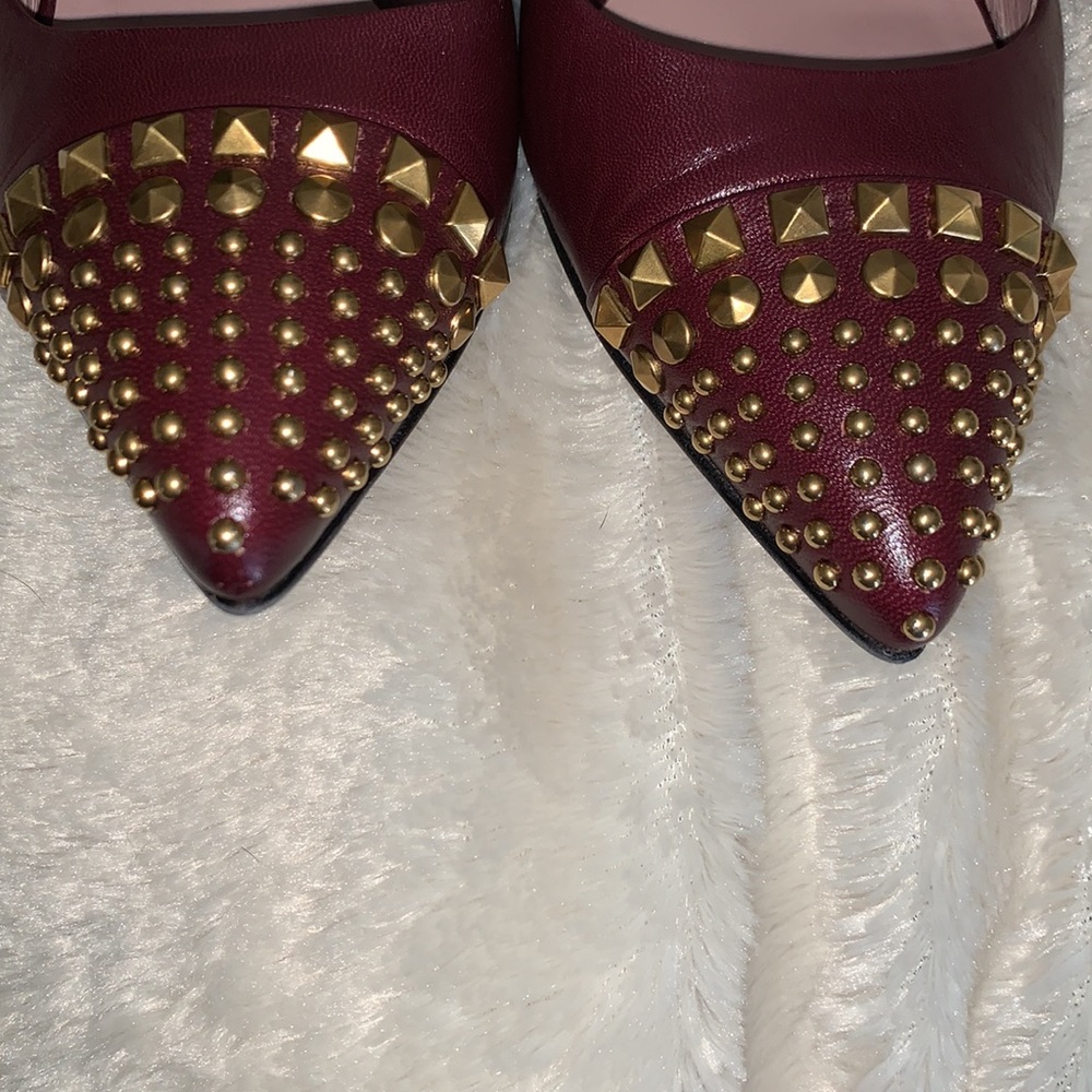 🏆🎖SOLD ELSEWHERE!🎖🏆Gorgeous Gucci Brown Stud Toe Heels TWO SIZE SHOES - Picture 6 of 9
